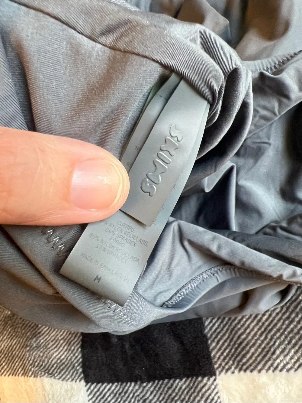 SKIMS Long-Sleeve One-Piece Bathing Suit - Gray size Medium